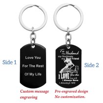 To My Husband Soulmate Best Friend Custom Text Engraving Dog Tag Key Chain - Handmade