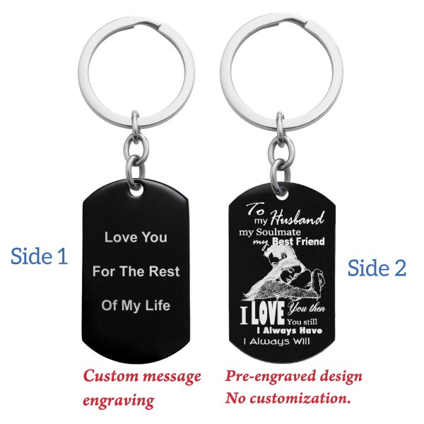 To My Husband Soulmate Best Friend Custom Text Engraving Dog Tag Key Chain - Handmade