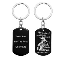 To My Husband Soulmate Best Friend Custom Text Engraving Dog Tag Key Chain - Handmade