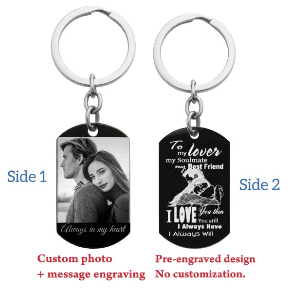 To My Lover Soulmate Best Friend Photo Engraving Custom Dog Tag Key Chain - Handmade
