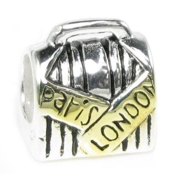 Sterling Silver Suitcase LUGGAGE Bag Paris London Bead Charm Pandora Troll Biagi Chamilia