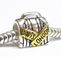 Sterling Silver Suitcase LUGGAGE Bag Paris London Bead Charm Pandora Troll Biagi Chamilia