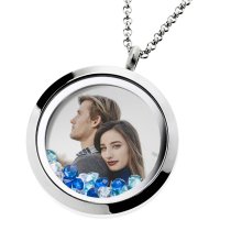 Round Plate Engraving Personalized Photo Fits Queenberry Floating Photo Locket Pendant