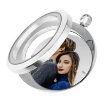 Round Plate Engraving Personalized Photo Fits Queenberry Floating Photo Locket Pendant