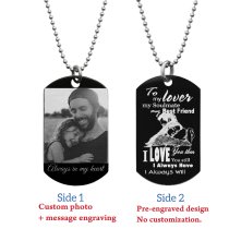 To My Lover Soulmate Best Friend Photo Engraving Custom Dog Tag w/ Dot Ball Chain Necklace 24″ - Handmade