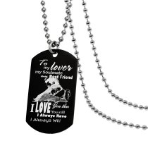 To My Lover Soulmate Best Friend Photo Engraving Custom Dog Tag w/ Dot Ball Chain Necklace 24" - Handmade