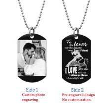 To My Lover My Soulmate Soulmate Best Friend Photo Engraving Custom Dog Tag w/ Dot Ball Chain Necklace 24″ - Handmade