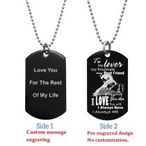 To My Lover My Soulmate Soulmate Best Friend Back Side Text Engraving Custom Dog Tag w/ Dot Ball Chain Necklace 24″ - Handmade