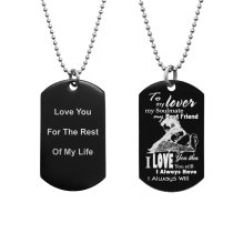 To My Lover My Soulmate Soulmate Best Friend Back Side Text Engraving Custom Dog Tag w/ Dot Ball Chain Necklace 24" - Handmade