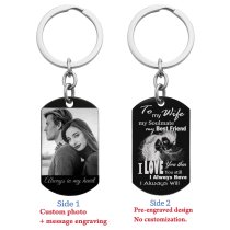 To My Wife Soulmate Best Friend Photo & Text Engraving Custom Dog Tag Key Chain - Handmade