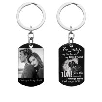 To My Wife Soulmate Best Friend Photo & Text Engraving Custom Dog Tag Key Chain - Handmade