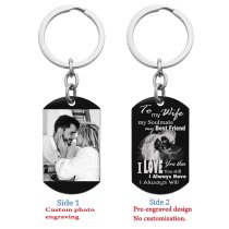 To My Wife Soulmate Best Friend Photo Engraving Custom Dog Tag Key Chain - Handmade
