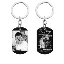 To My Wife Soulmate Best Friend Photo Engraving Custom Dog Tag Key Chain - Handmade