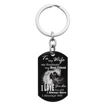 To My Wife Soulmate Best Friend Photo Engraving Custom Dog Tag Key Chain - Handmade