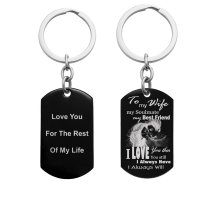 To My Wife My Soulmate My Best Friend Custom Text Engraving Dog Tag Key Chain - Handmade