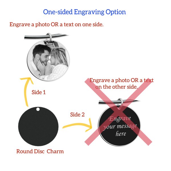 Round Plate Single-sided Engraving Personalized Photo or Message Fits Qina C Bangles