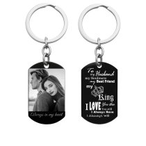 To My King My Husband Photo & Text Engraving Custom Dog Tag Key Chain - Handmade
