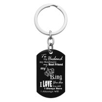 To My King My Husband Photo & Text Engraving Custom Dog Tag Key Chain - Handmade