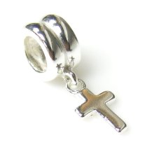 Sterling Silver Cross Dangle Bead Charm for Pandora Troll Biagi Chamilia