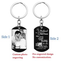 To My King My Husband Photo Engraving Custom Dog Tag Key Chain - Handmade
