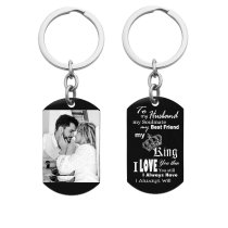 To My King My Husband Photo Engraving Custom Dog Tag Key Chain - Handmade