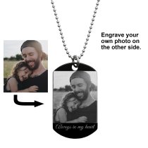 To My King My Husband Soulmate Best Friend Photo Engraving Custom Dog Tag w/ Dot Ball Chain Necklace 24" - Handmade