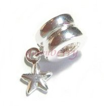 Sterling Silver STAR Dangle Bead Charm for Pandora Troll Biagi Chamilia European Jewelry