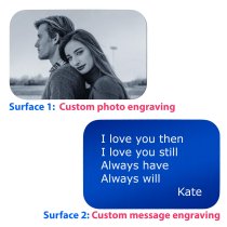 Stainless Steel One Side Photo One Side Text Custom Engraving Personalized Blue Wallet Love Insert Card