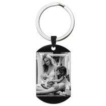 Personalized Engraved One Side Custom Photo Text Dog Tag Pendant Keychain
