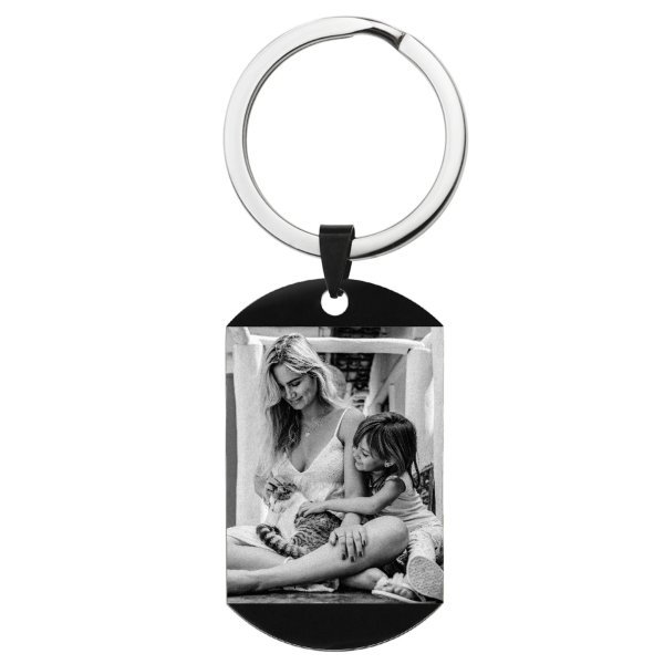 Personalized Engraved One Side Custom Photo Text Dog Tag Pendant Keychain