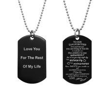 To Our Daughter From Mom and Dad Text Engraving Custom Dog Tag w/ Dot Ball Chain Necklace 24" - Handmade