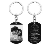 To Our Daughter From Mom and Dad Photo Engraving Custom Dog Tag Key Chain - Handmade