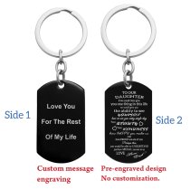 To Our Daughter From Mom and Dad Text Engraving Custom Dog Tag Key Chain - Handmade