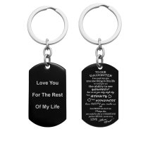 To Our Daughter From Mom and Dad Text Engraving Custom Dog Tag Key Chain - Handmade