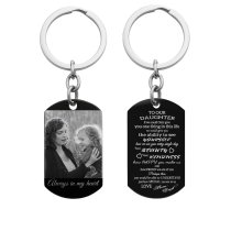 To Our Daughter From Mom and Dad Photo/text Engraving Custom Dog Tag Key Chain - Handmade
