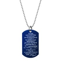 Blue - To Our Daughter From Mom and Dad Dog Tag w/ Dot Ball Chain Necklace 24″ - Handmade