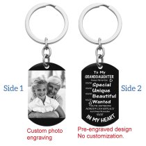 Granddaughter Braver Stronger Smarter Love Personalized Photo/text Engraving Custom Dog Tag Key Chain - Handmade