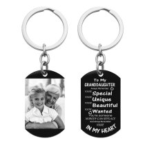 Granddaughter Braver Stronger Smarter Love Personalized Photo/text Engraving Custom Dog Tag Key Chain - Handmade