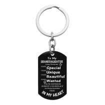 Granddaughter Braver Stronger Smarter Love Custom Dog Tag Key Chain - Handmade