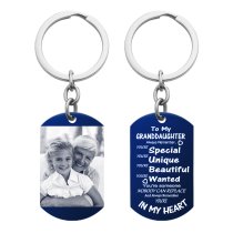 Granddaughter Braver Stronger Smarter Love Personalized Photo/text Engraving Custom Dog Tag Key Chain - Handmade