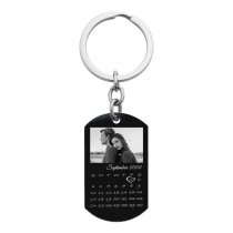 Custom Engraved Personalized Calendar Date Dog Tag Key Chain - Handmade