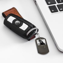 Custom Engraved Personalized Calendar Date Dog Tag Key Chain - Handmade