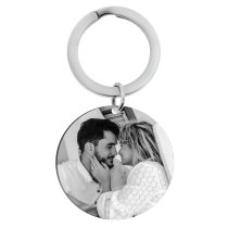 Queenberry Personalized Laser Photo/text Name Engraving Round Stainless Steel Dog Tag Key Chain