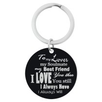 To My Lover My Soulmate Inspirational Message Round Dog Tag Pendant Keychain Keepsafe