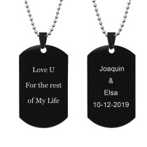 Queenberry 2 Sides Text Message Laser Engraving Personalized Pendant Dog Tag Stainless Steel Necklace Ball Chain 24''