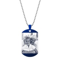 Personalized One Side Photo Engraving Custom Dog Tag w/ Dot Ball Chain Necklace 24" - Handmade