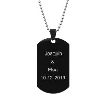 Personalized Message One Side Text Engraved Stainless Steel Custom Dog Tag w/ Dot Ball Chain Necklace 24″ - Handmade