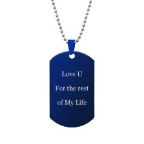 Personalized Message One Side Text Engraved Stainless Steel Custom Dog Tag w/ Dot Ball Chain Necklace 24″ - Handmade