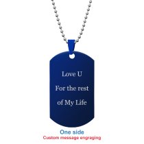 Personalized Message One Side Text Engraved Stainless Steel Custom Dog Tag w/ Dot Ball Chain Necklace 24" - Handmade