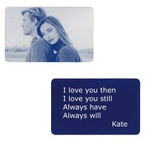 Personalized Photo / Text Custom Engraved Aluminum Wallet Mini Love Insert Card - Navy